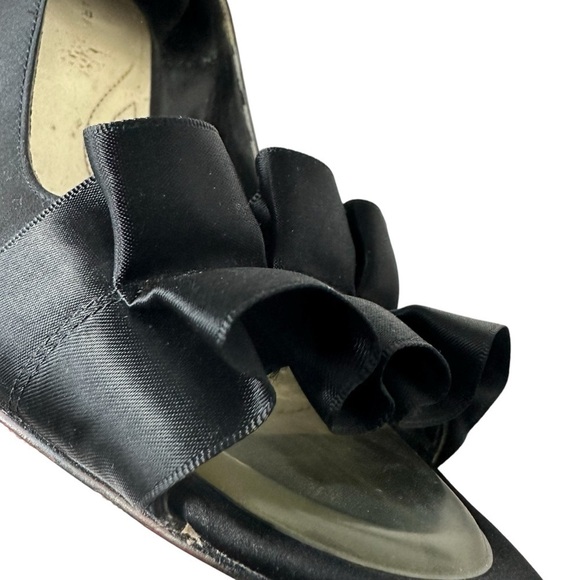 Tahari Sloan Red Bottom Black Satin Bow 4-inch Heels, 9.5 - Picture 6 of 8